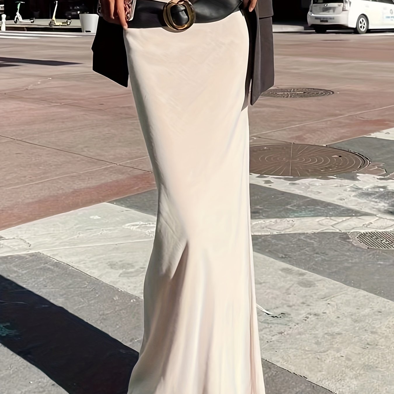 Solid Maxi Skirts, Casual Bag Hip Versatile Simple Skirts, Women's Clothing