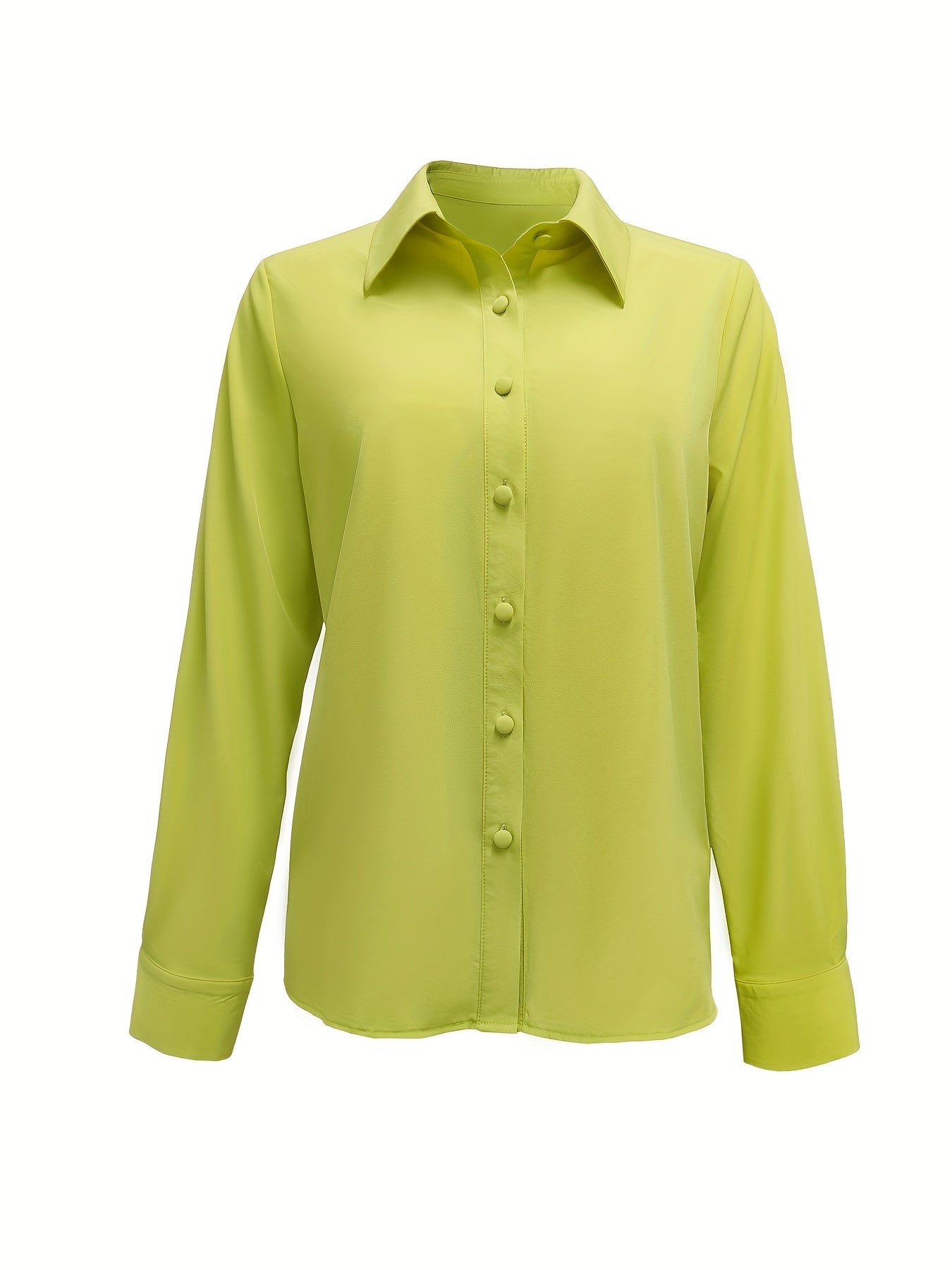 gbolsos  Solid Simple Shirt, Casual Long Sleeve Collared Shirt, Women's Clothing