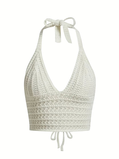 gbolsos   Y2K Crop Sweater Bralette, Halter Neck Casual Sweater, Women's Clothing