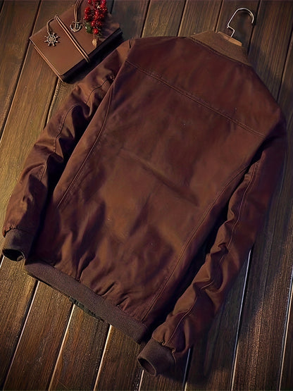 gbolsos  Men's Spring And Autumn Side Seam Pocket Youth Ordinary Slim Snap Button Casual Fashion Jacket
