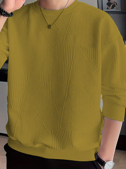 gbolsos  Men's Crew Neck Long Sleeve Sweatshirt, Casual Wear, Solid Pullover, Men's Clothing For Spring Fall Winter