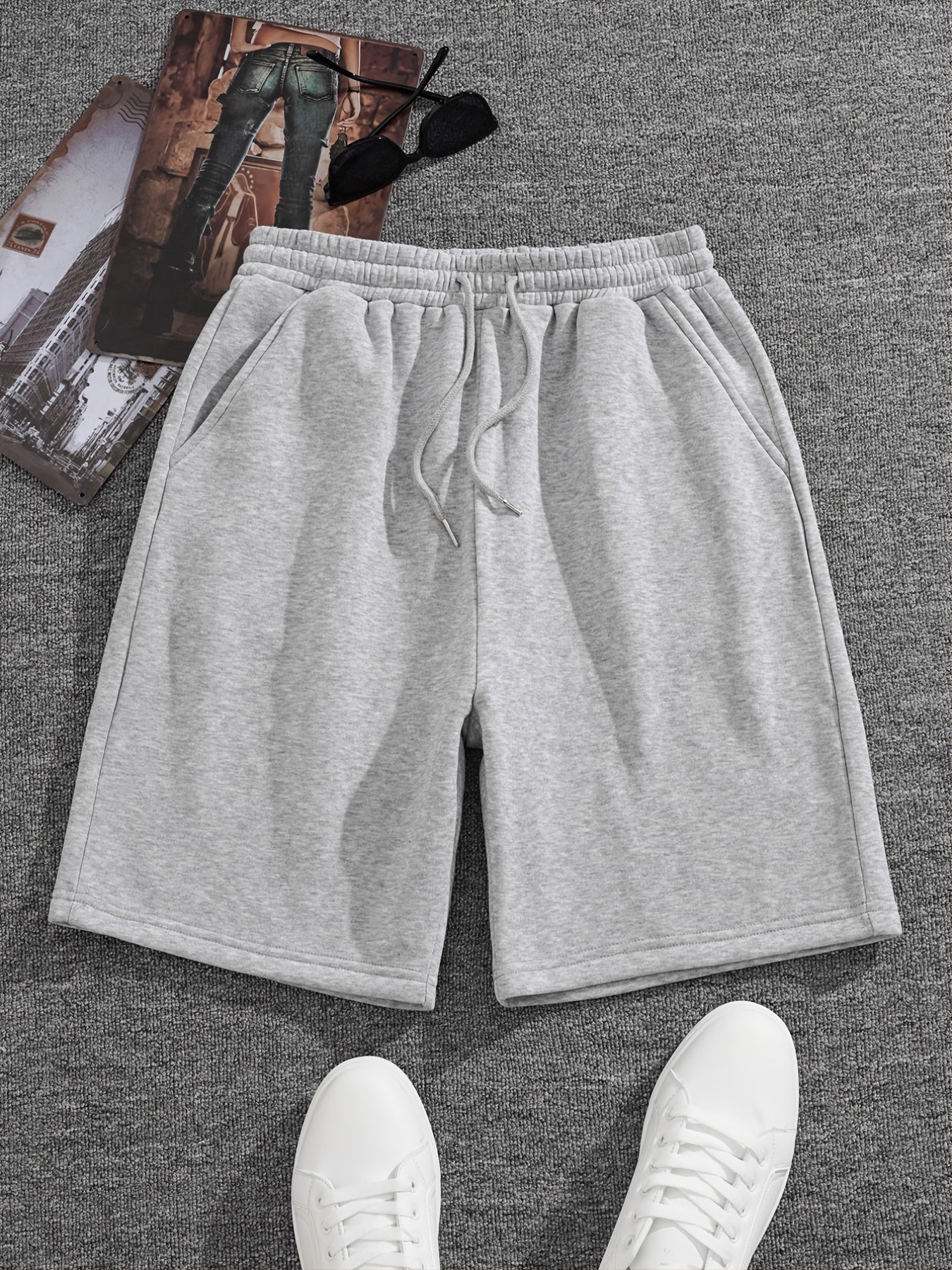 gbolsos   Men's Casual Fleece Drawstrings Shorts For Outdoor Sports, Autumn And Spring