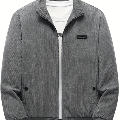 gbolsos  Warm Fleece Corduroy Jacket, Vintage Style Stand Collar Stretch Jacket Coat For Fall Winter