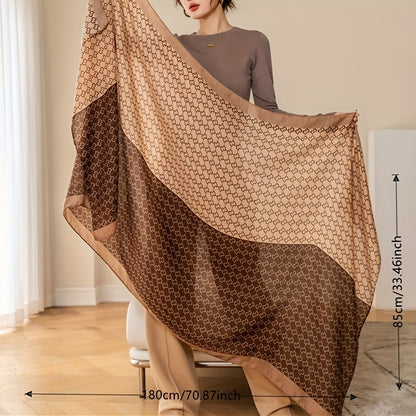 gbolsos  Geometric Plaid Print Scarf Khaki Color Block Coldproof Shawl Elegant Casual Warm Wrap Classic Large Scarves For Women