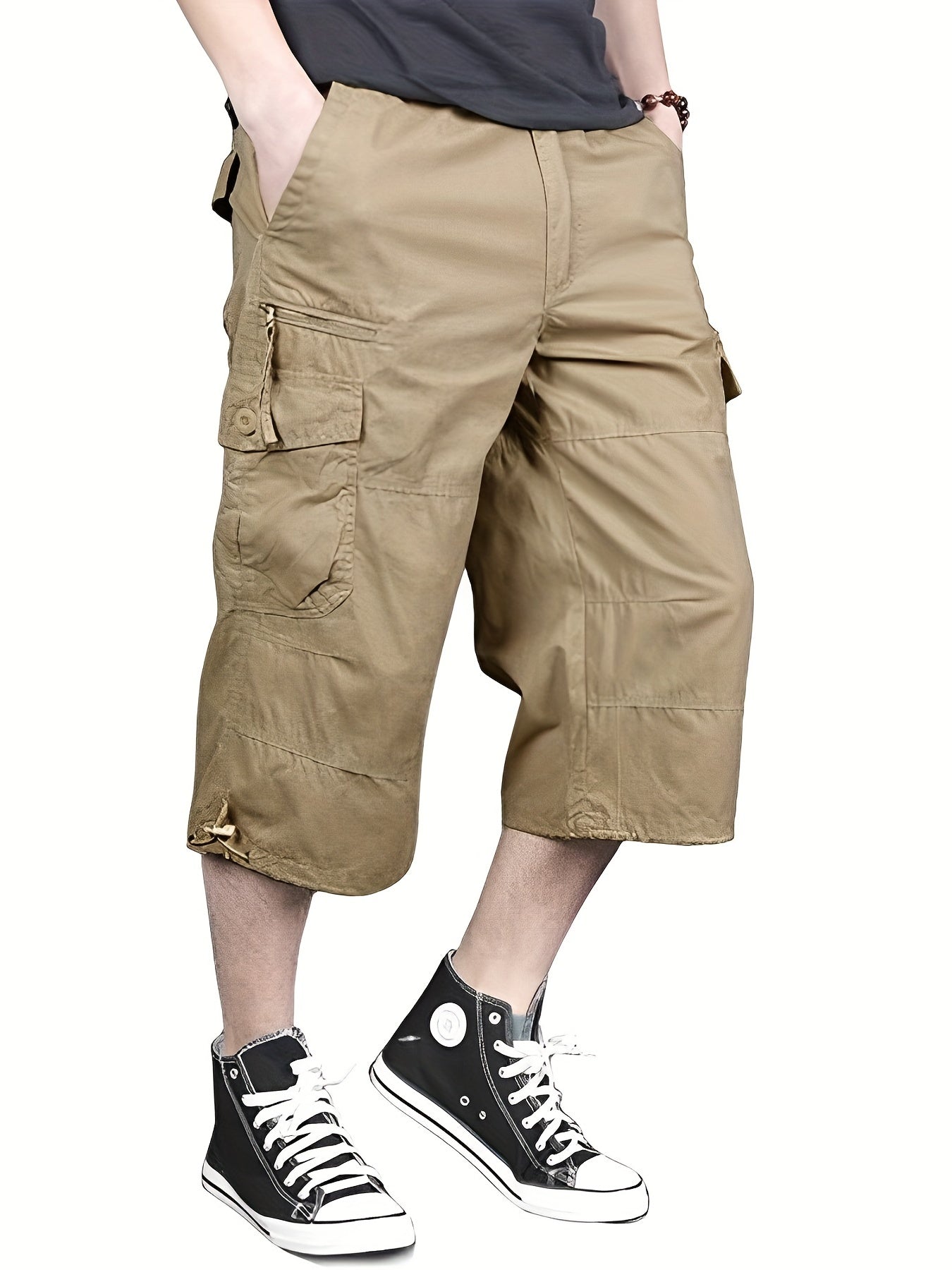 gbolsos Street Style Men's Casual Cargo Capris Jeans With Pocket, Men's Outfits