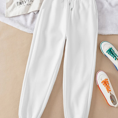 Solid Drawstring Jogger Sweatpants, Casual Slant Pocket Pants, Women's Clothing