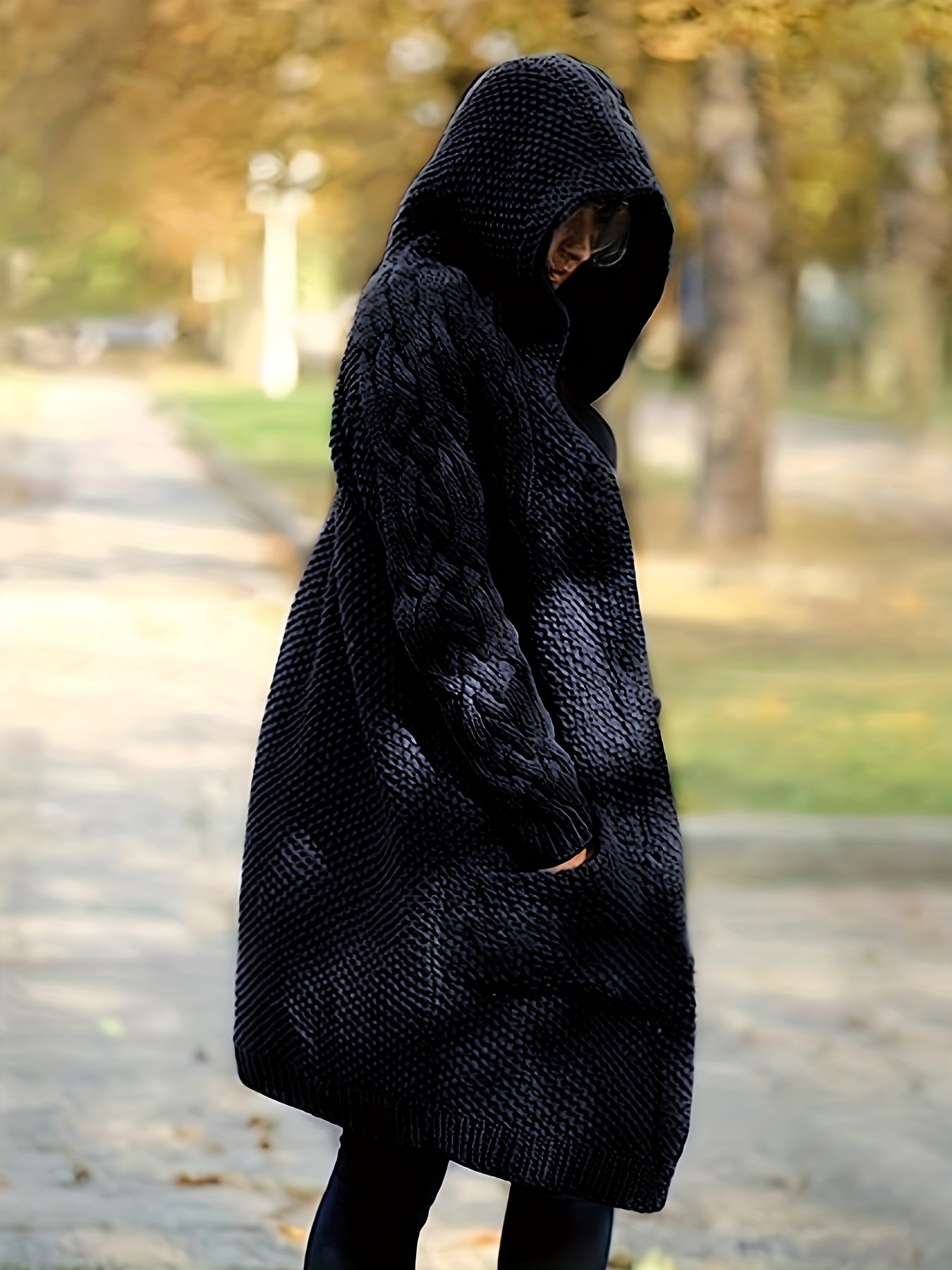 2025 gbolsos  Solid Button Front Hooded Cardigan, Casual Long Sleeve Sweater For Fall & Winter, Women's Clothing