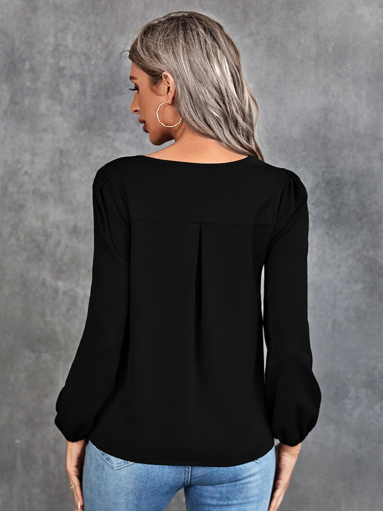 Women's Blouse Solid Classic Casual Gathered Casual Loose Long Sleeve Blouse