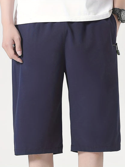 gbolsos  Quick Drying Cool Breathable Active Shorts, Men's Casual Stretch Zipper Pockets Shorts For Summer