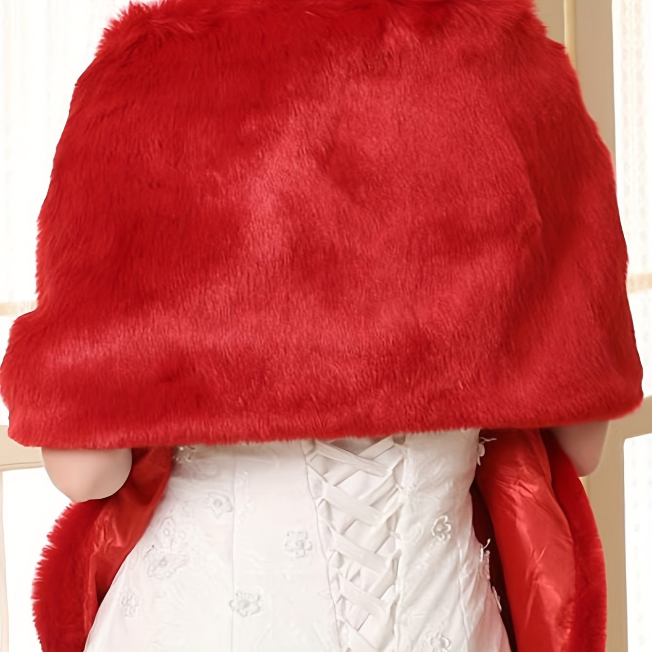 Simple Solid Color Plush Shawl Elegant Faux Fur Soft Cozy Cape Bridal Wedding Dress Cheongsam Matching Fuzzy Shawl