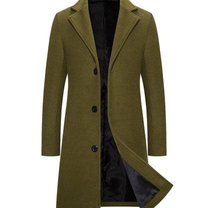 gbolsos  New Men's Mid-length Woolen Single Breasted Trench Coat Jacket