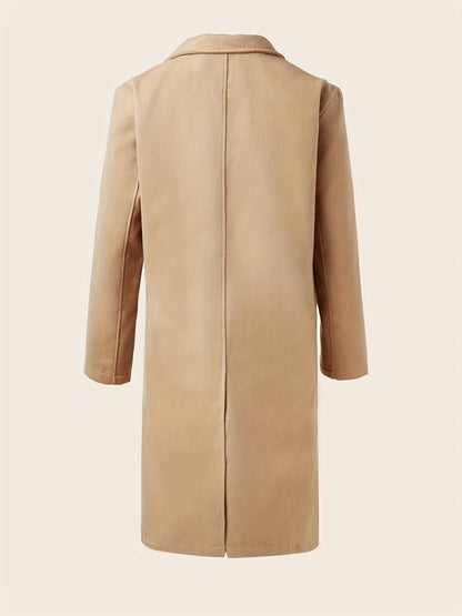 gbolsos  Elegant Retro Trench Coat, Men's Semi-formal Single Breasted Lapel Overcoat For Fall Winter Business
