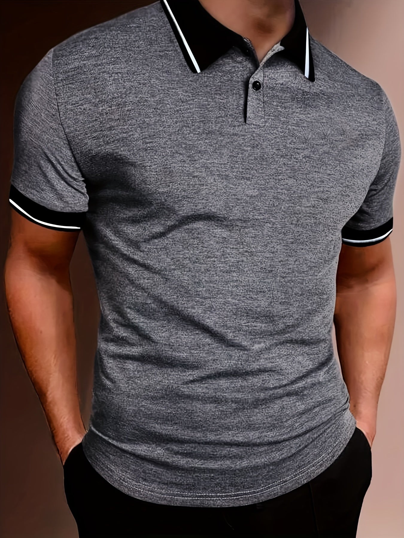 Casual V Neck Graphic Button Up Polo Shirts, Short Sleeves Comfortable Pullover Tops, Men's Summer Clothing
