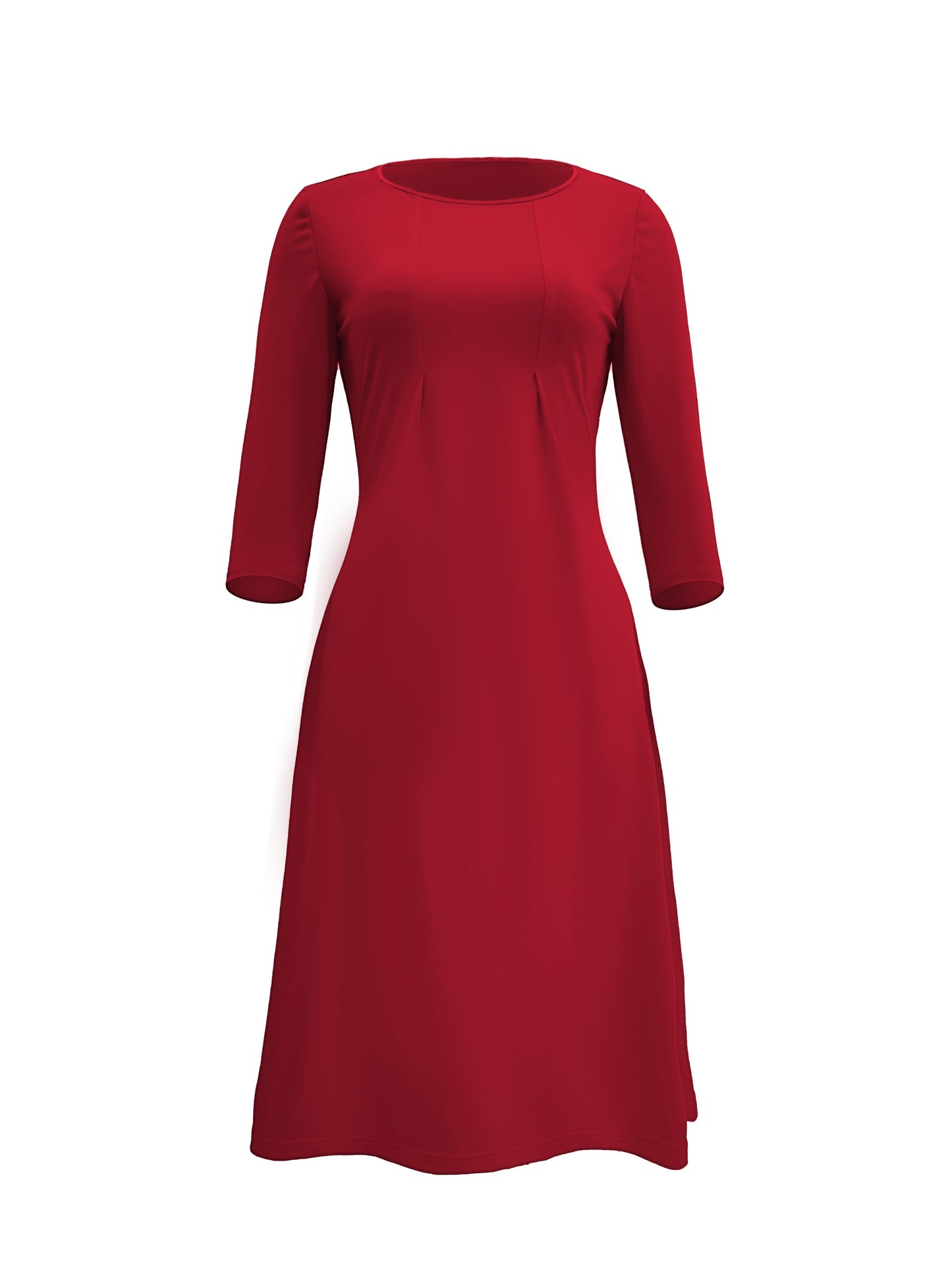 Solid 3/4 Sleeve Dress, Elegant Crew Neck Simple Versatile Dress, Women's Clothing