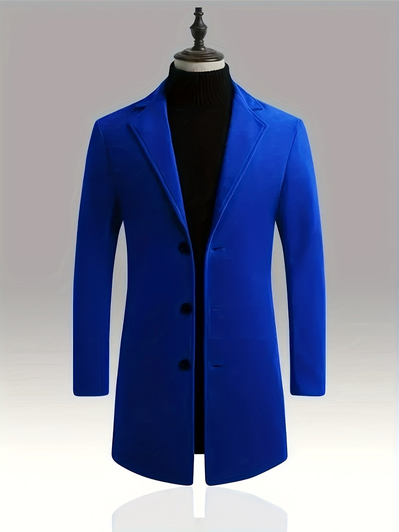gbolsos  Classic Design Warm Coat, Men's Semi-formal Mid Length Button Up Lapel Coat For Fall Winter Business
