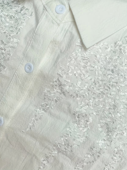 gbolsos  Embroidered Solid Shirt, Casual Button Front Long Sleeve Collared Shirt, Women's Clothing