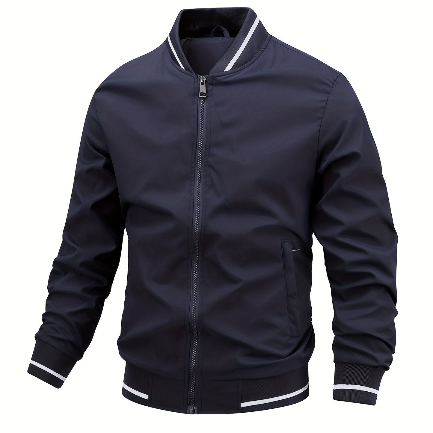 gbolsos  Men's Casual Zipper Long Sleeve Stand Collar Pockets Jackets For Fall & Winter
