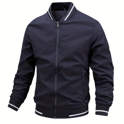 gbolsos  Men's Casual Zipper Long Sleeve Stand Collar Pockets Jackets For Fall & Winter