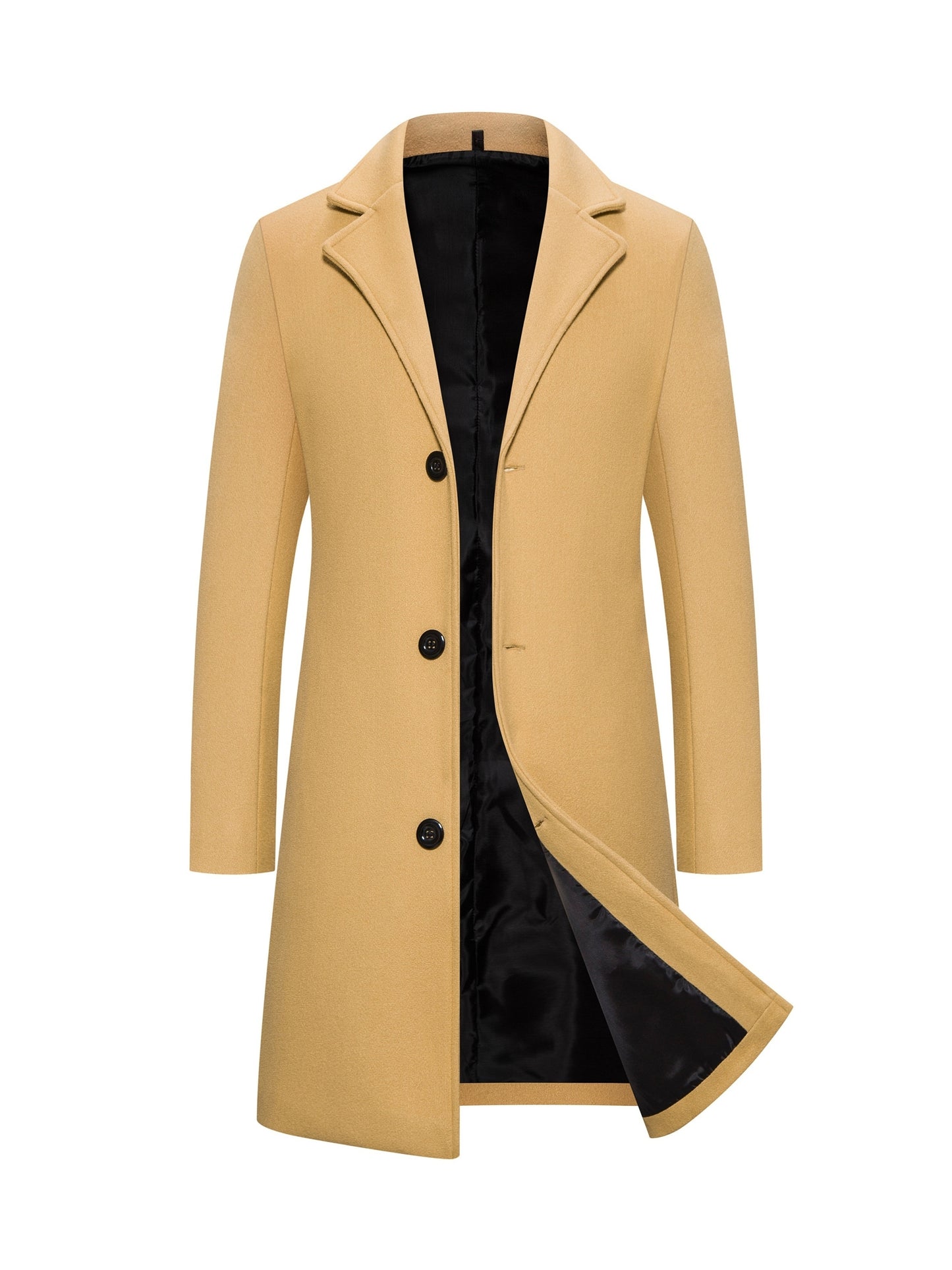 gbolsos  New Men's Mid-length Woolen Single Breasted Trench Coat Jacket