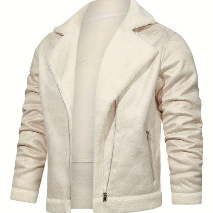 gbolsos  Men's Pu Jacket, Chic Faux Leather Jacket For Fall Winter
