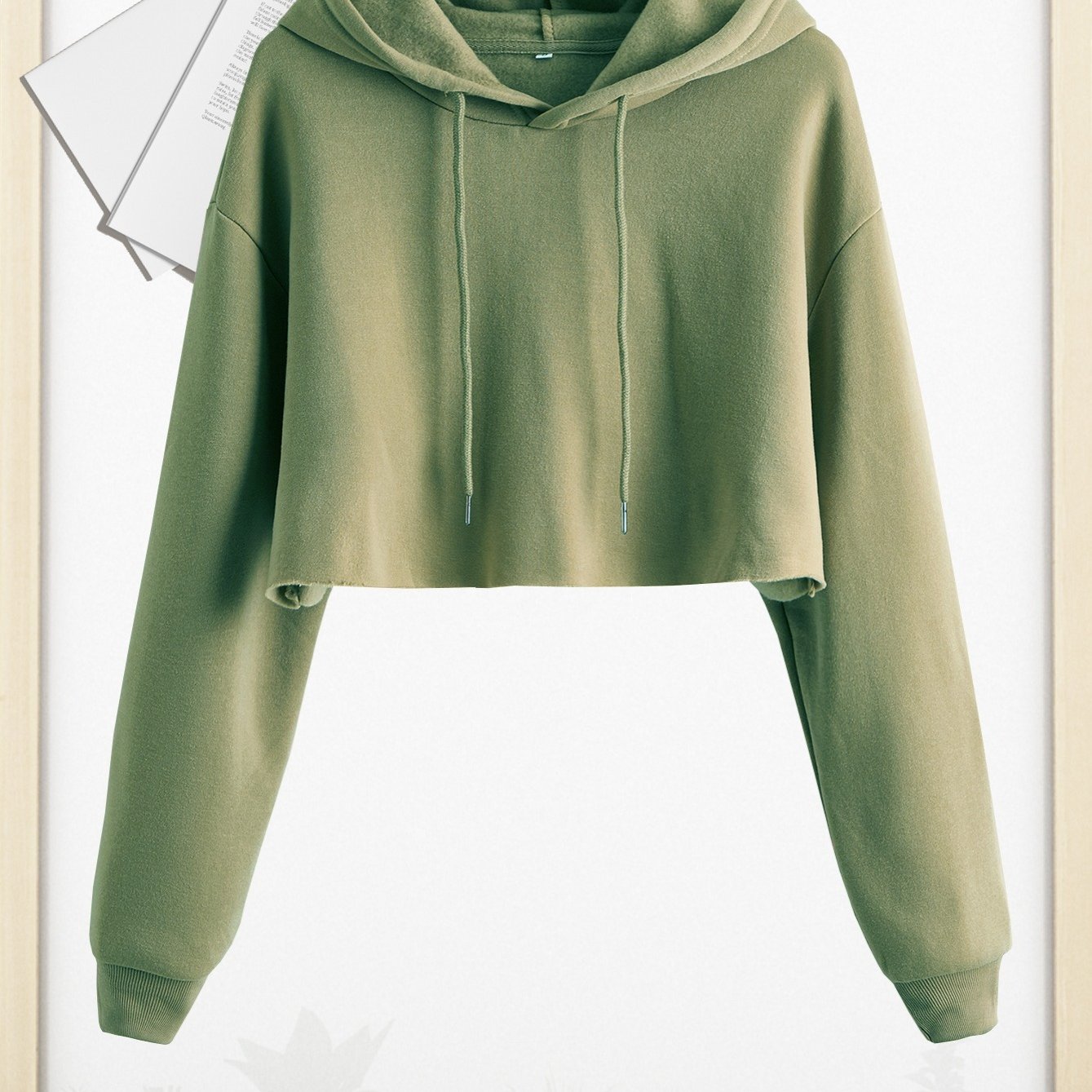 gbolsosWomen Pullover Cropped Hoodies, Long Sleeves Sweatshirts, Casual Basic Hooded Top