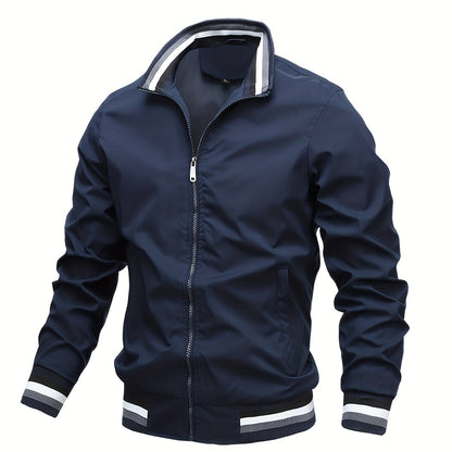gbolsos  Men's Casual Zipper Long Sleeve Stand Collar Pockets Jackets For Fall & Winter