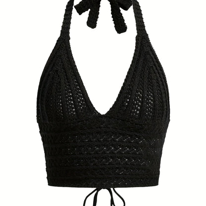 gbolsos   Y2K Crop Sweater Bralette, Halter Neck Casual Sweater, Women's Clothing