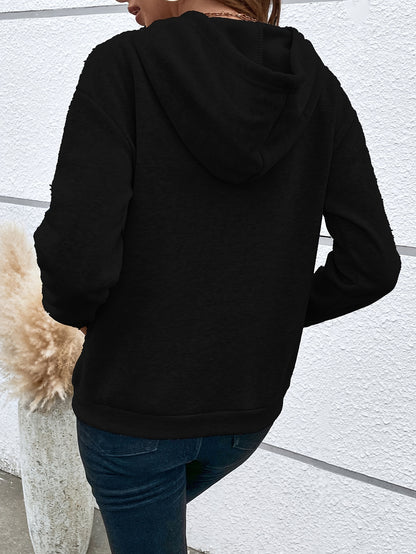gbolsos  Solid Loose Drawstring Hoodie, Casual Long Sleeve Pocket Hoodies Sweatshirt, Women's Clothing