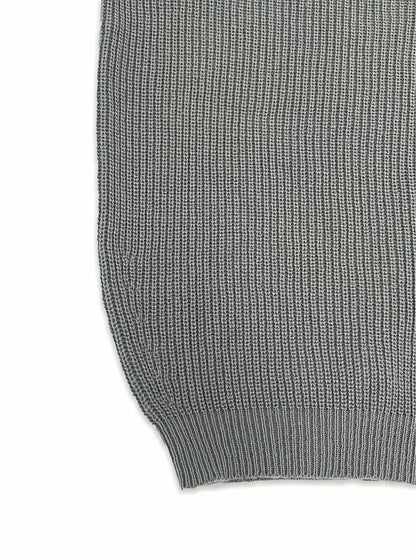 gbolsos  Solid Turtle Neck Baggy Knitted Dress, Casual Long Sleeve Dress For Fall & Winter, Women's Clothing