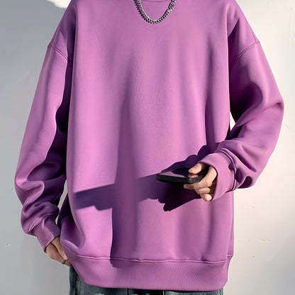 gbolsos Men's Crew Neck Sweatshirt Pullover For Men Solid Sweatshirts For Spring Fall Long Sleeve Tops