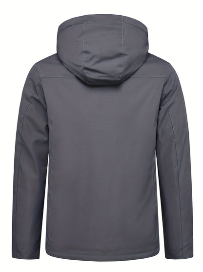 gbolsos  Warm Fleece Hooded Jacket, Men's Casual Zip Up Jacket Coat For Fall Winter Outdoor Activities