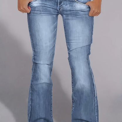 gbolsos Low Waist High Stretch Bootcut Jeans, Retro Y2K Slash Pocket Washed Denim Pants, Women's Denim Jeans & Clothing