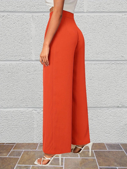 gbolsos  Button Front Wide Leg Pants, Casual Loose Pants For Spring & Summer, Women's Clothing
