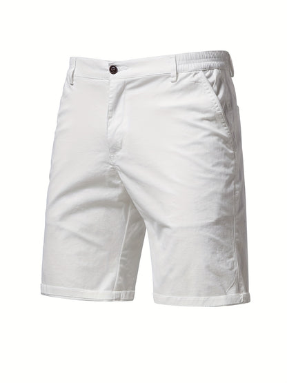 gbolsos   Men's Classic Fit Cotton Twill Flat Front Solid Chino Short With Slant Pockets And Elastic Waist