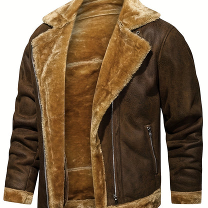gbolsos  Men's Pu Jacket, Chic Faux Leather Jacket For Fall Winter