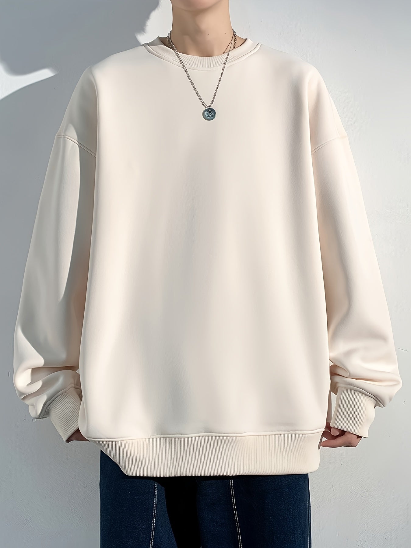 gbolsos Men's Crew Neck Sweatshirt Pullover For Men Solid Sweatshirts For Spring Fall Long Sleeve Tops