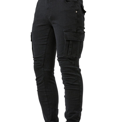 gbolsos  Men's Casual Multi Pocket Jeans, Street Style Medium Stretch Denim Pants