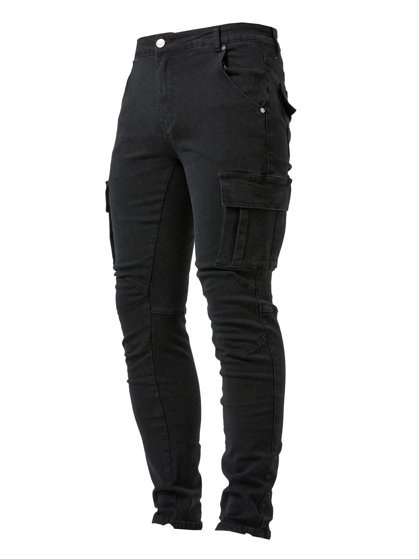 gbolsos  Men's Casual Multi Pocket Jeans, Street Style Medium Stretch Denim Pants