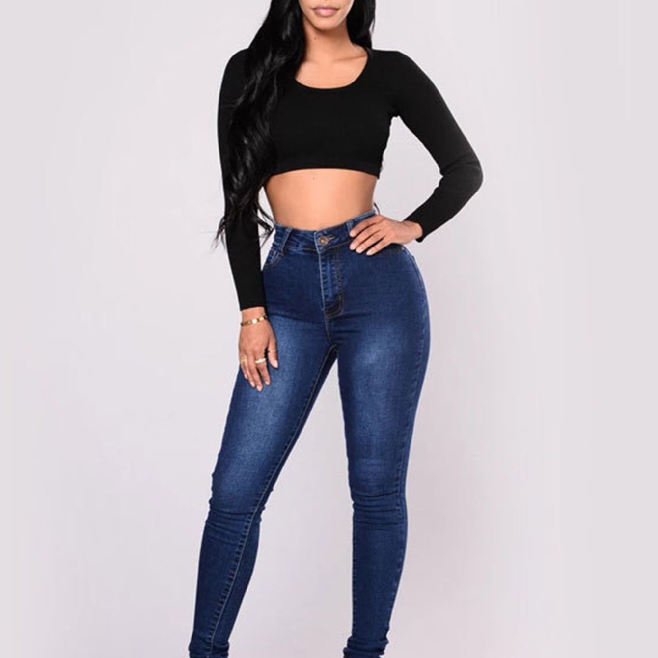 gbolsos  Stretchy Skinny Jeans, High-Rise Slim Fit Jeans, Versatile Pants For Every Day, Women's Clothing & Denim