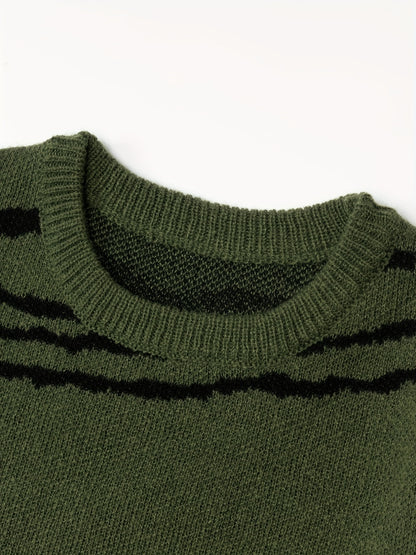 gbolsos  Hot Selling Sweater For Men, Plus Size Men's Zebra Stripe Graphic Print Knit Pullover Sweater For Spring/autumn