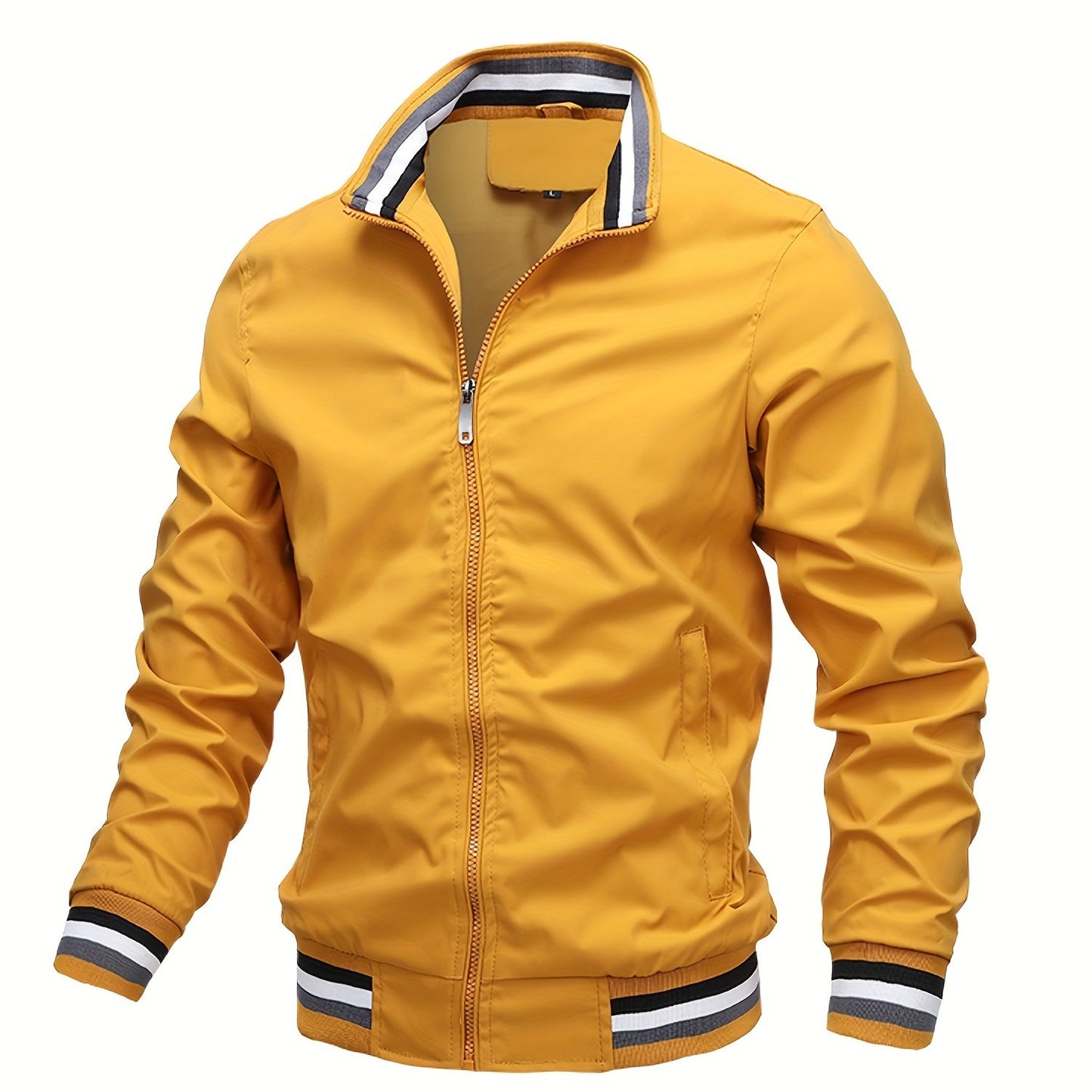 gbolsos  Men's Casual Zipper Long Sleeve Stand Collar Pockets Jackets For Fall & Winter