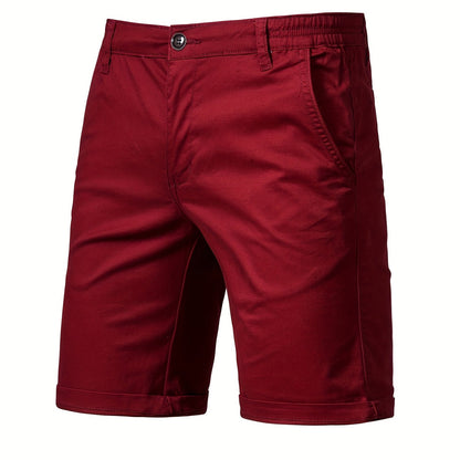 gbolsos   Men's Classic Fit Cotton Twill Flat Front Solid Chino Short With Slant Pockets And Elastic Waist
