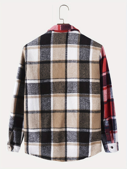 gbolsos  Men's Classic Plaid Shirt Top Turn-Down Collar Long Sleeve Closure Regular Fit Male Casual Shirt For Daily
