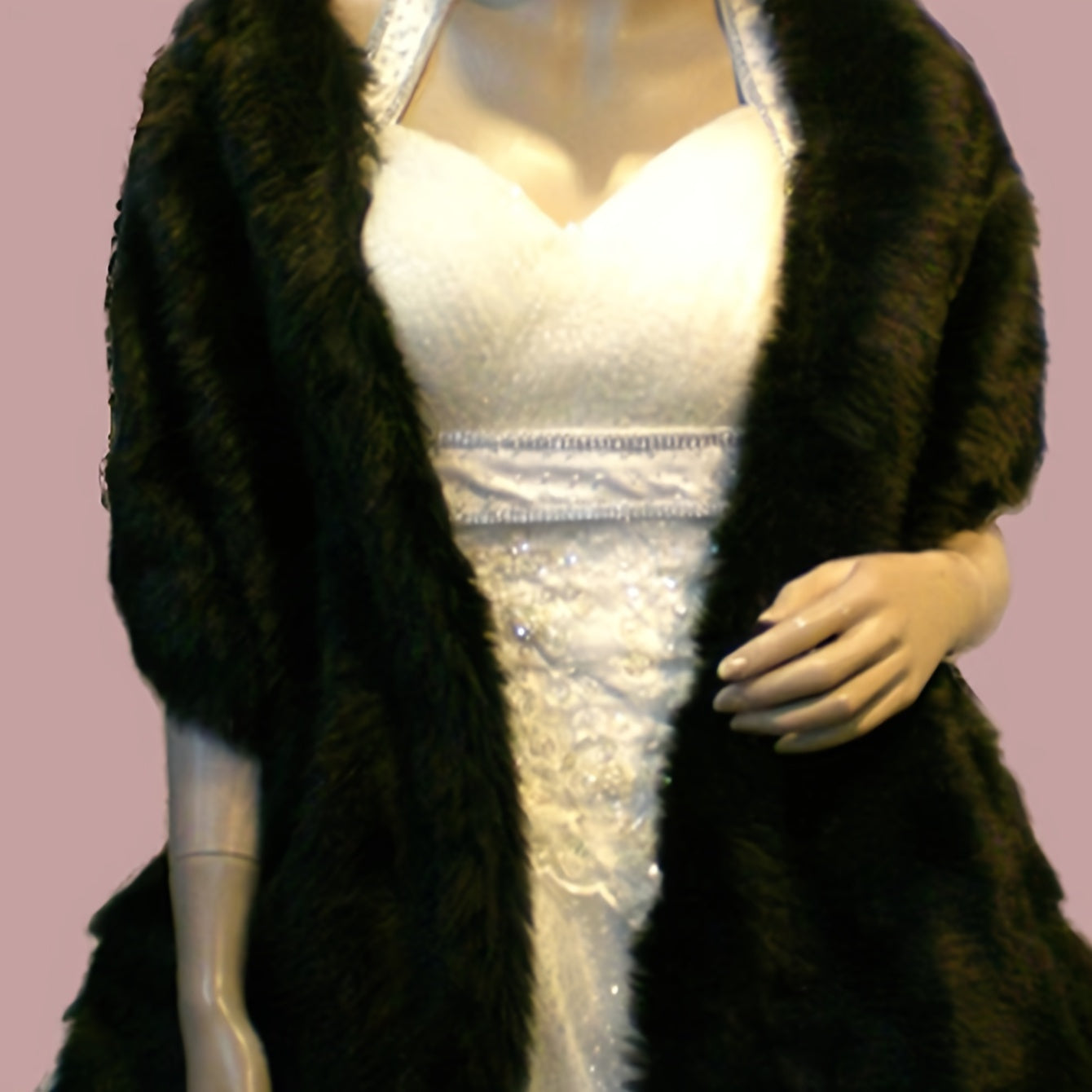 Simple Solid Color Plush Shawl Elegant Faux Fur Soft Cozy Cape Bridal Wedding Dress Cheongsam Matching Fuzzy Shawl