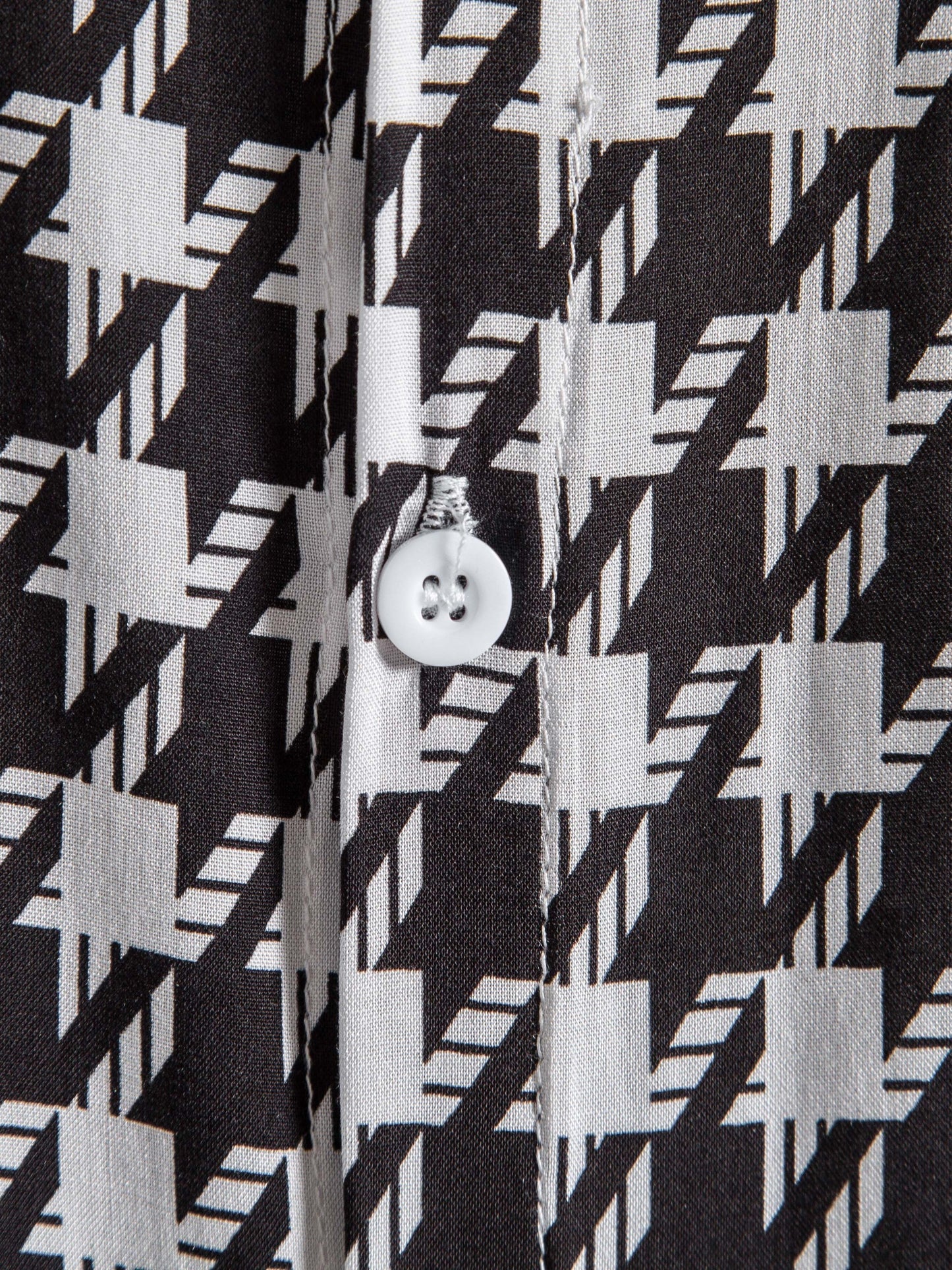 gbolsos   Houndstooth Print -  Button Up Short Sleeve Shirts Summer Casual