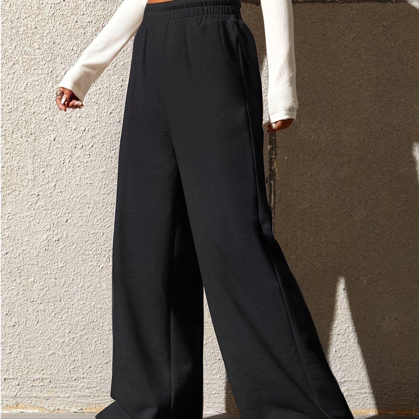gbolsos  High Waist Casual Loose Pants, Straight Wide Leg Sports Pants, Women's Athleisure