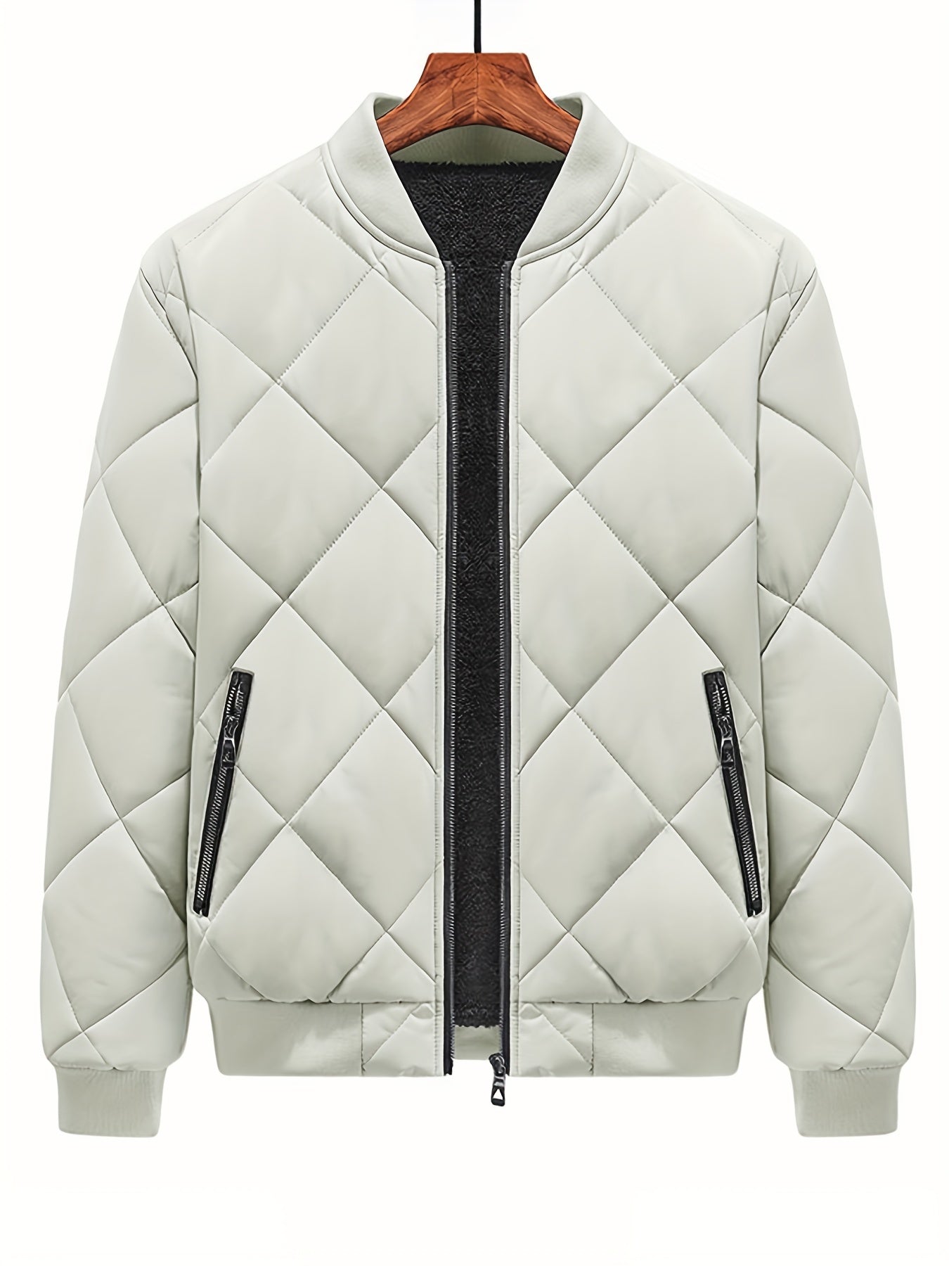 gbolsos  Warm Fleece Thickened Jacket, Men's Casual Baseball Collar Zip Up Jacket Coat For Fall Winter
