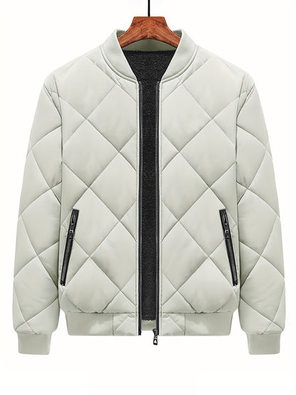 gbolsos  Warm Fleece Thickened Jacket, Men's Casual Baseball Collar Zip Up Jacket Coat For Fall Winter