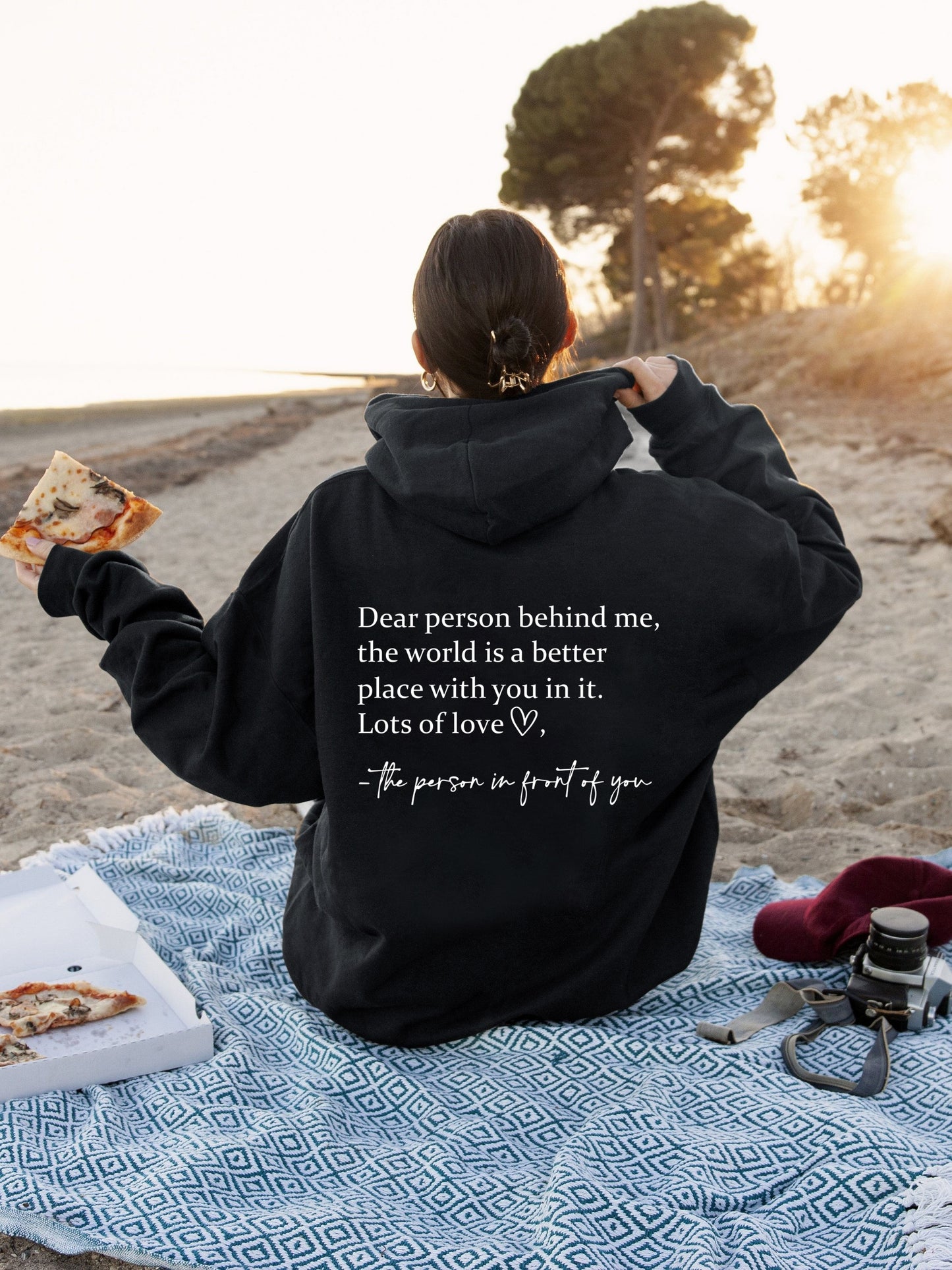gbolsos  Dear Person Print Hoodies, Long Sleeve Drawstring Sweatshirt For Winter & Fall, Women's Clothing