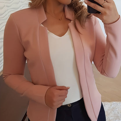 gbolsos  Solid Split Open Front Blazer, Elegant Long Sleeve Blazer, Elegant & Stylish Tops For Office & Work, Women's Clothing